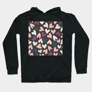 Dark Seamless Hearts Pattern Hoodie